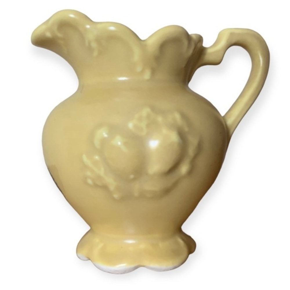 Vintage Camark Deluxe Artware Yellow Miniature Pottery Pitcher Vase USA 3"